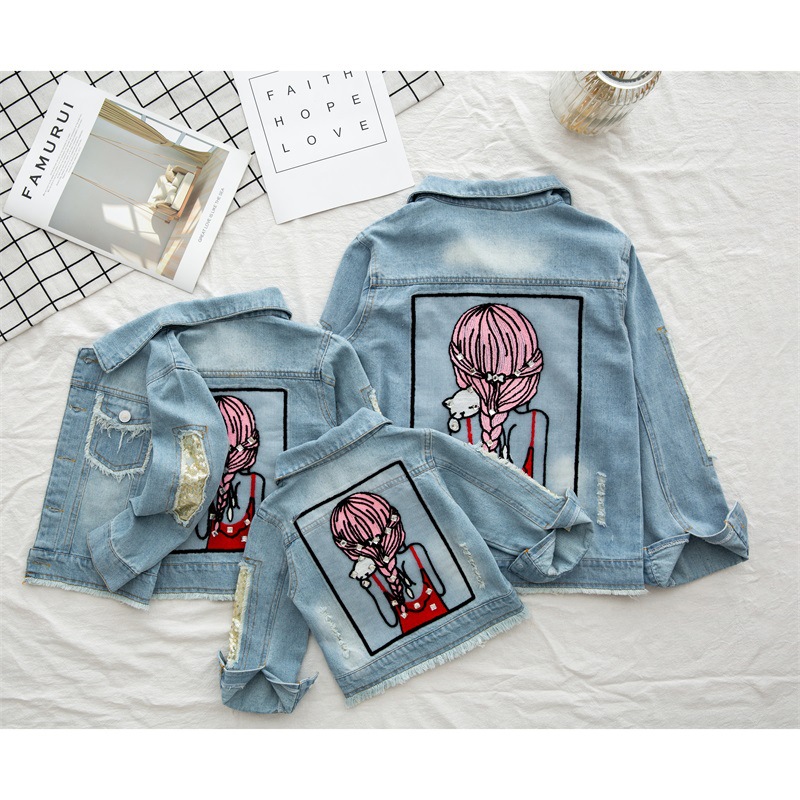 Baby Clothing Drawing - Veste en jean déchiré à paillettes