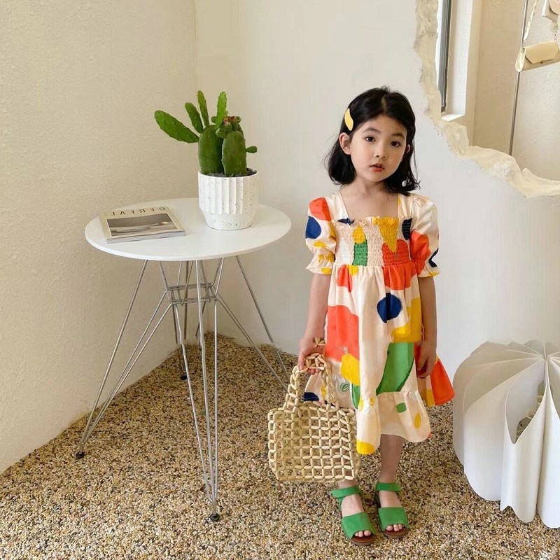 Baby Clothing Drawing - Robe de princesse froissée color block